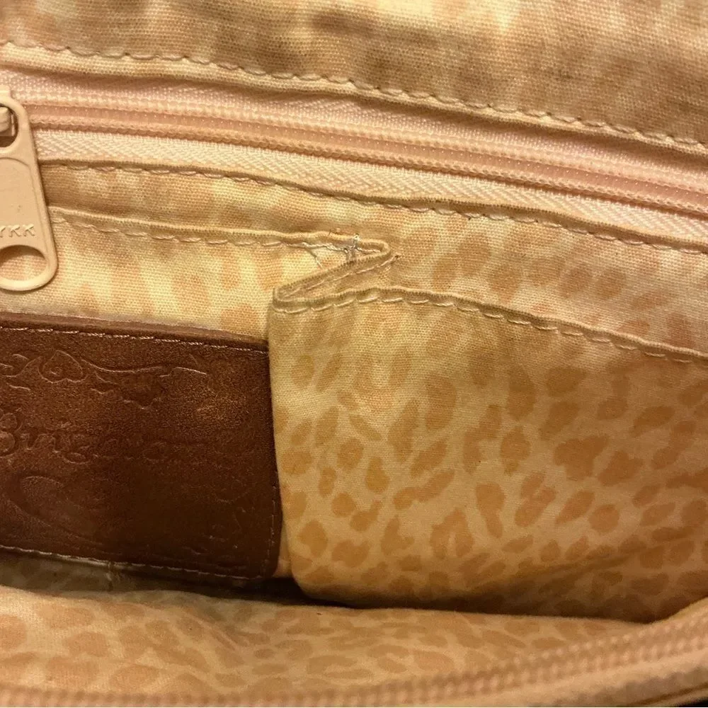Brighton Tan and Brown Woven Shoulder bag Purse with Medallion